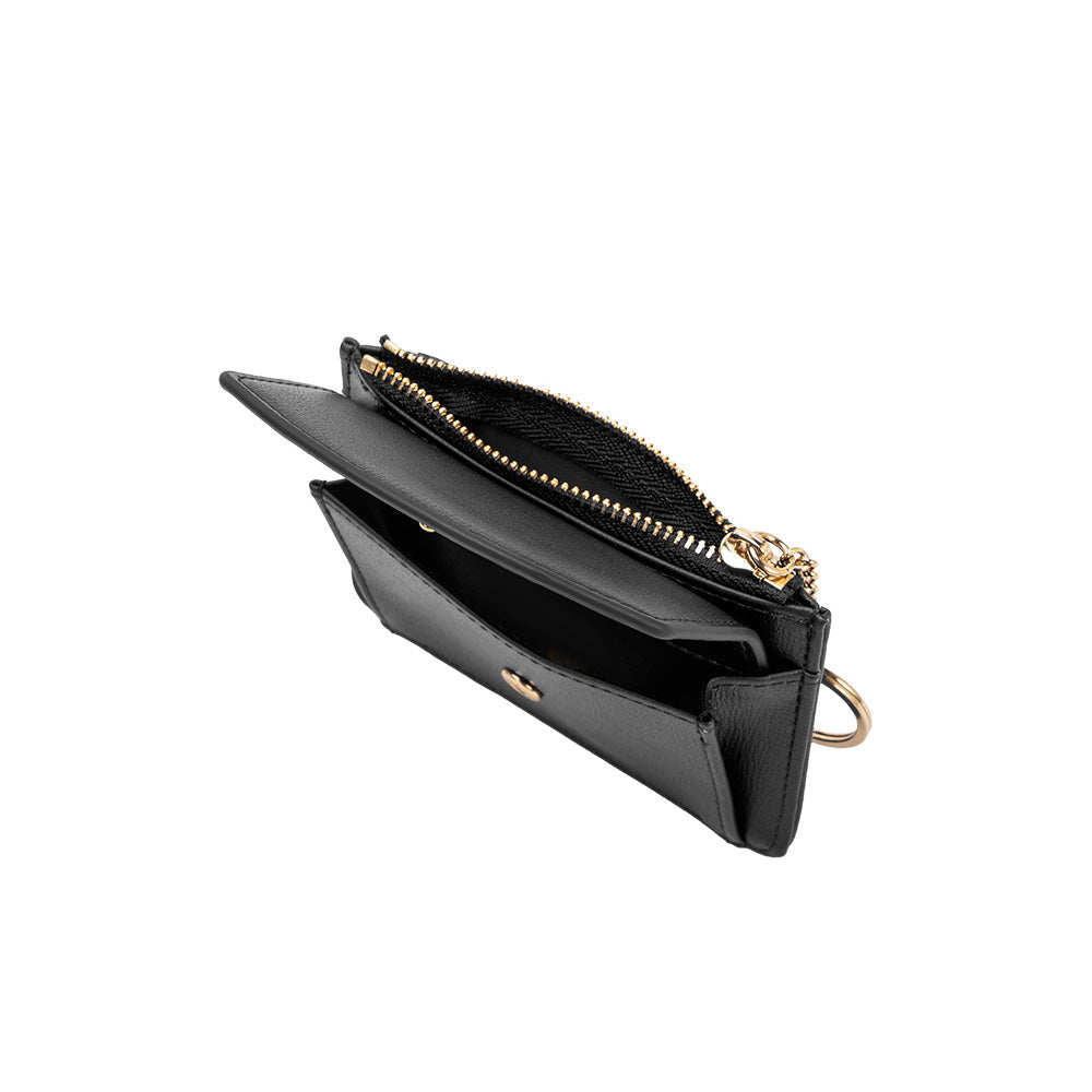 Melie Bianco Black Kara Small Vegan Leather Card Case Wallet