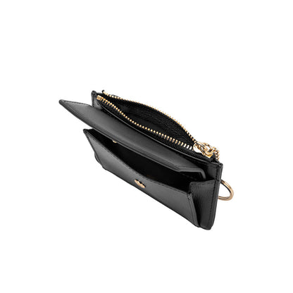 Melie Bianco Black Kara Small Vegan Leather Card Case Wallet