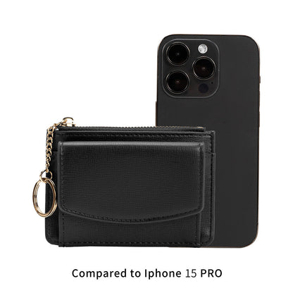 Melie Bianco Black Kara Small Vegan Leather Card Case Wallet