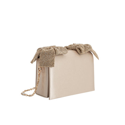 Melie Bianco Yuri Champagne Rhinestone Bows Crossbody Bag