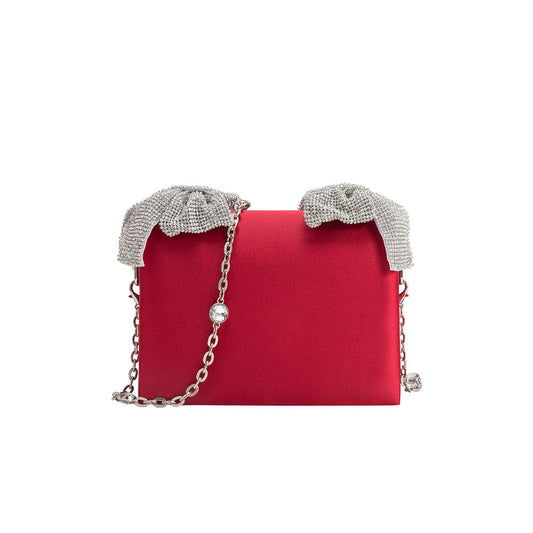 Melie Bianco Yuri Red Rhinestone Bows Crossbody Bag