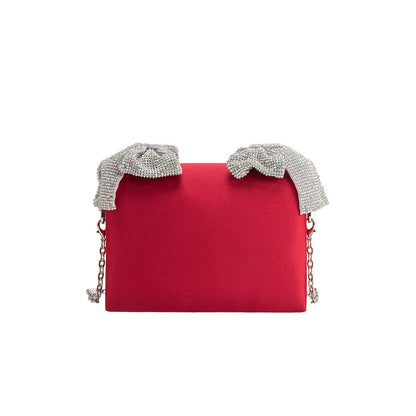 Melie Bianco Yuri Red Rhinestone Bows Crossbody Bag