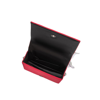 Melie Bianco Yuri Red Rhinestone Bows Crossbody Bag