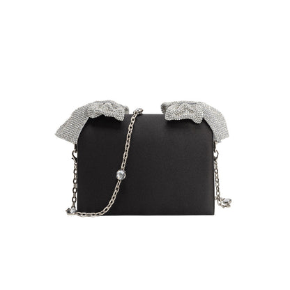 Melie Bianco Yuri Black Rhinestone Bows Crossbody Bag