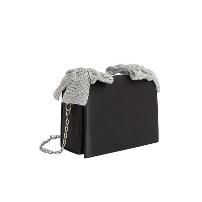 Melie Bianco Yuri Black Rhinestone Bows Crossbody Bag