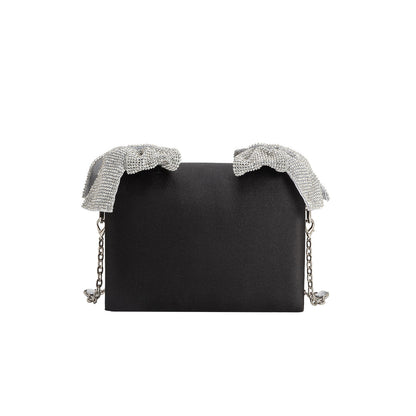 Melie Bianco Yuri Black Rhinestone Bows Crossbody Bag