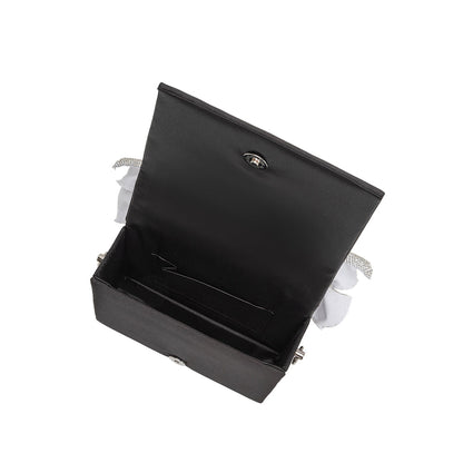 Melie Bianco Yuri Black Rhinestone Bows Crossbody Bag