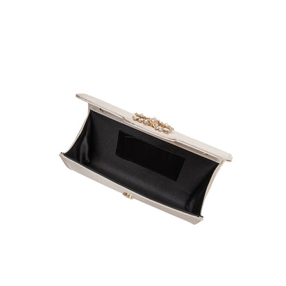 Melie Bianco Elodie Champagne Satin Crossbody Bag