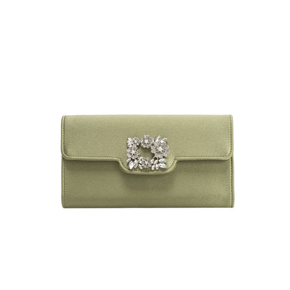 Melie Bianco Elodie Green Satin Crossbody Bag