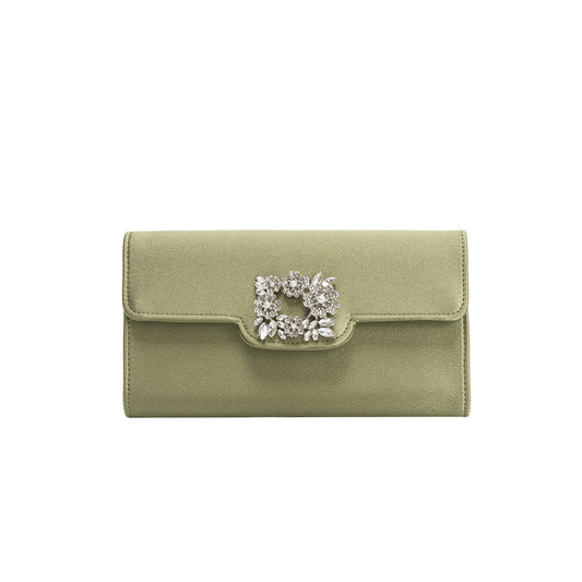 Melie Bianco Elodie Green Satin Crossbody Bag