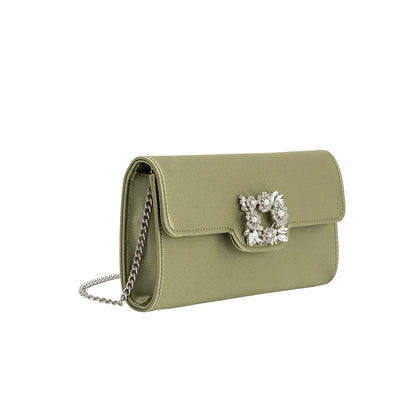 Melie Bianco Elodie Green Satin Crossbody Bag