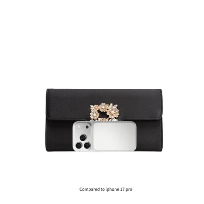 Melie Bianco Elodie Green Satin Crossbody Bag