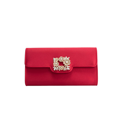 Melie Bianco Red Elodie Satin Crossbody Bag