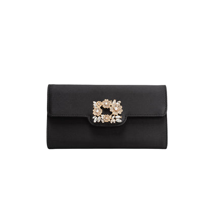 Melie Bianco Black Elodie Satin Crossbody Bag