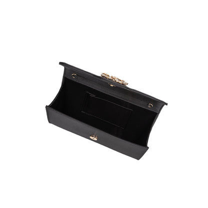 Melie Bianco Black Elodie Satin Crossbody Bag