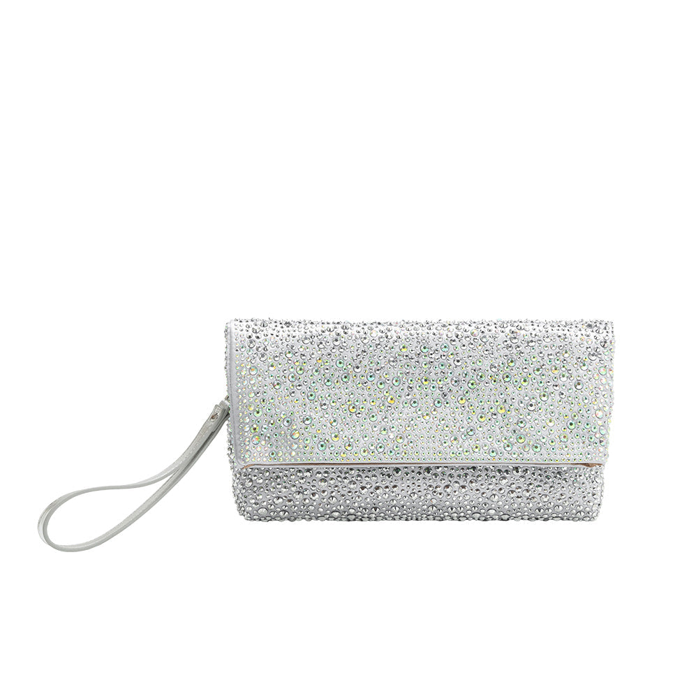 Melie Bianco Silver Fayth Rhinestone Wristlet