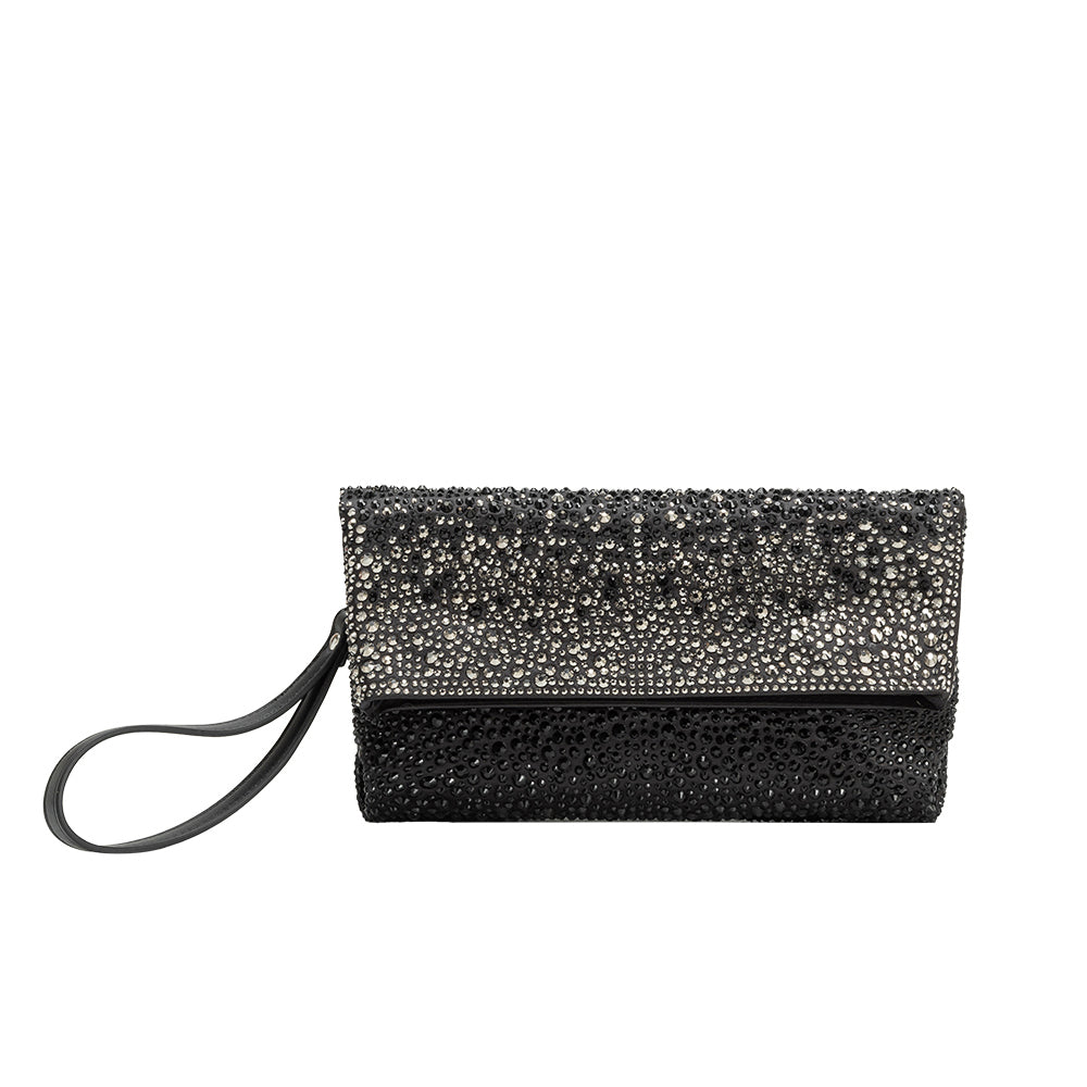 Melie Bianco Black Fayth Rhinestone Wristlet
