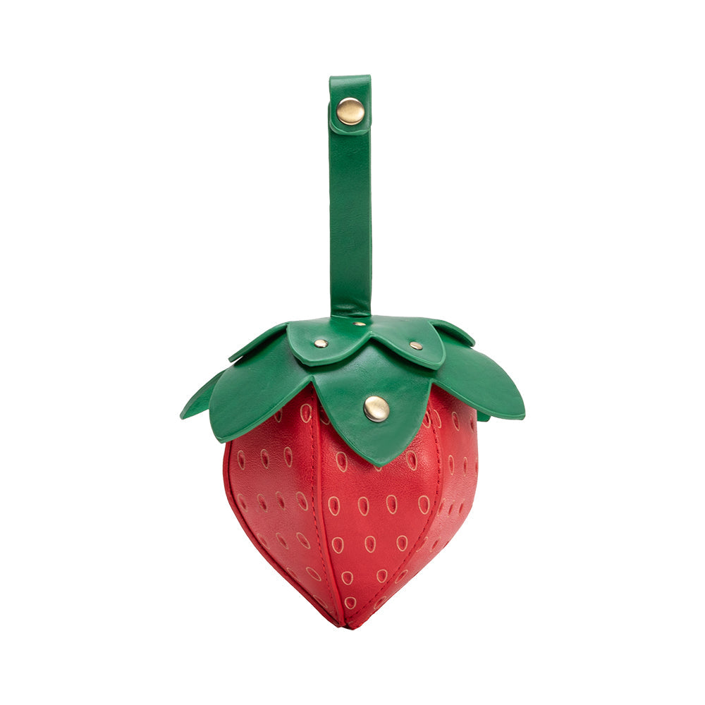 Melie Bianco Red Strawberry Mini Vegan Leather Wristlet