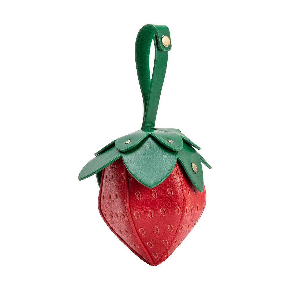 Melie Bianco Red Strawberry Mini Vegan Leather Wristlet