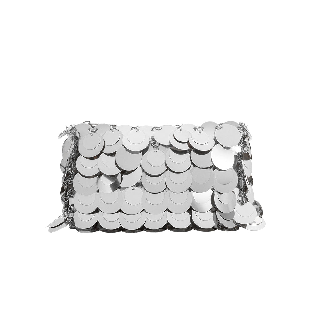 Melie Bianco Silver Gillie Sequins Vegan Leather Crossbody Bag