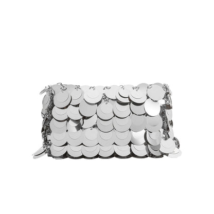 Melie Bianco Silver Gillie Sequins Vegan Leather Crossbody Bag
