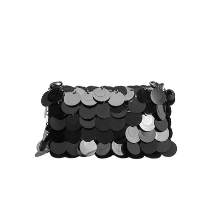 Melie Bianco Black Gillie Sequins Vegan Leather Crossbody Bag