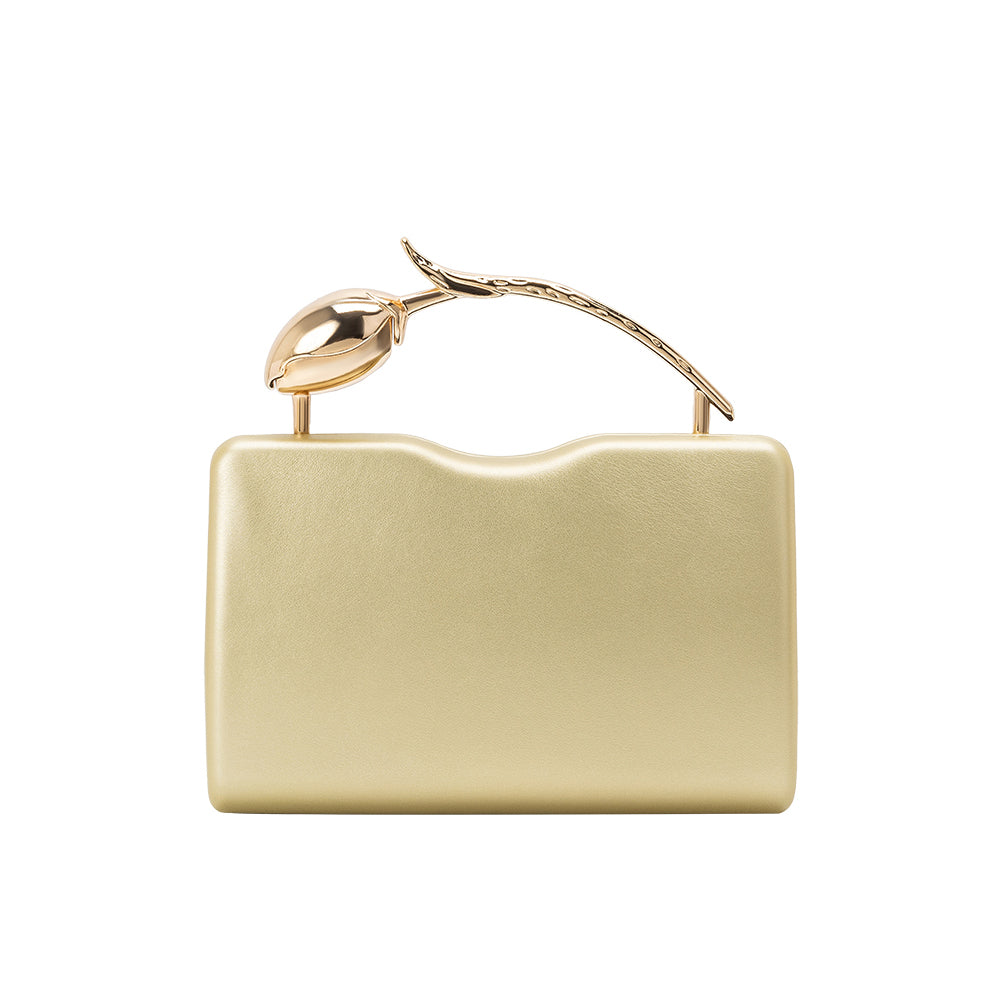 Melie Bianco Gold Belle Vegan Leather Crossbody Bag