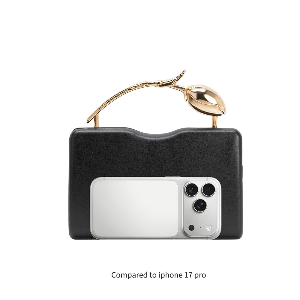 Melie Bianco Black Belle Vegan Leather Crossbody Bag