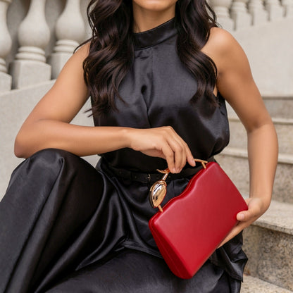 Melie Bianco Burgundy Belle Vegan Leather Crossbody Bag