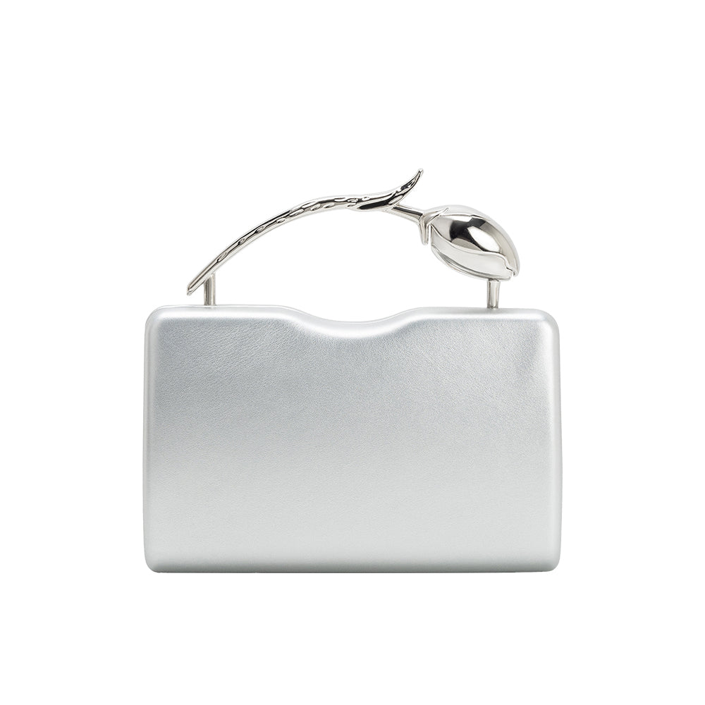 Melie Bianco Silver Belle Vegan Leather Crossbody Bag
