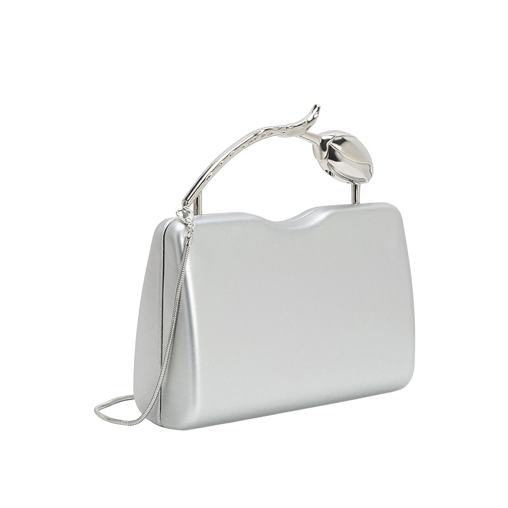 Melie Bianco Silver Belle Vegan Leather Crossbody Bag