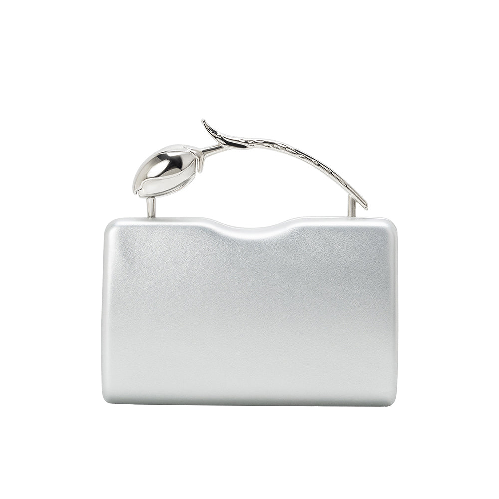 Melie Bianco Silver Belle Vegan Leather Crossbody Bag