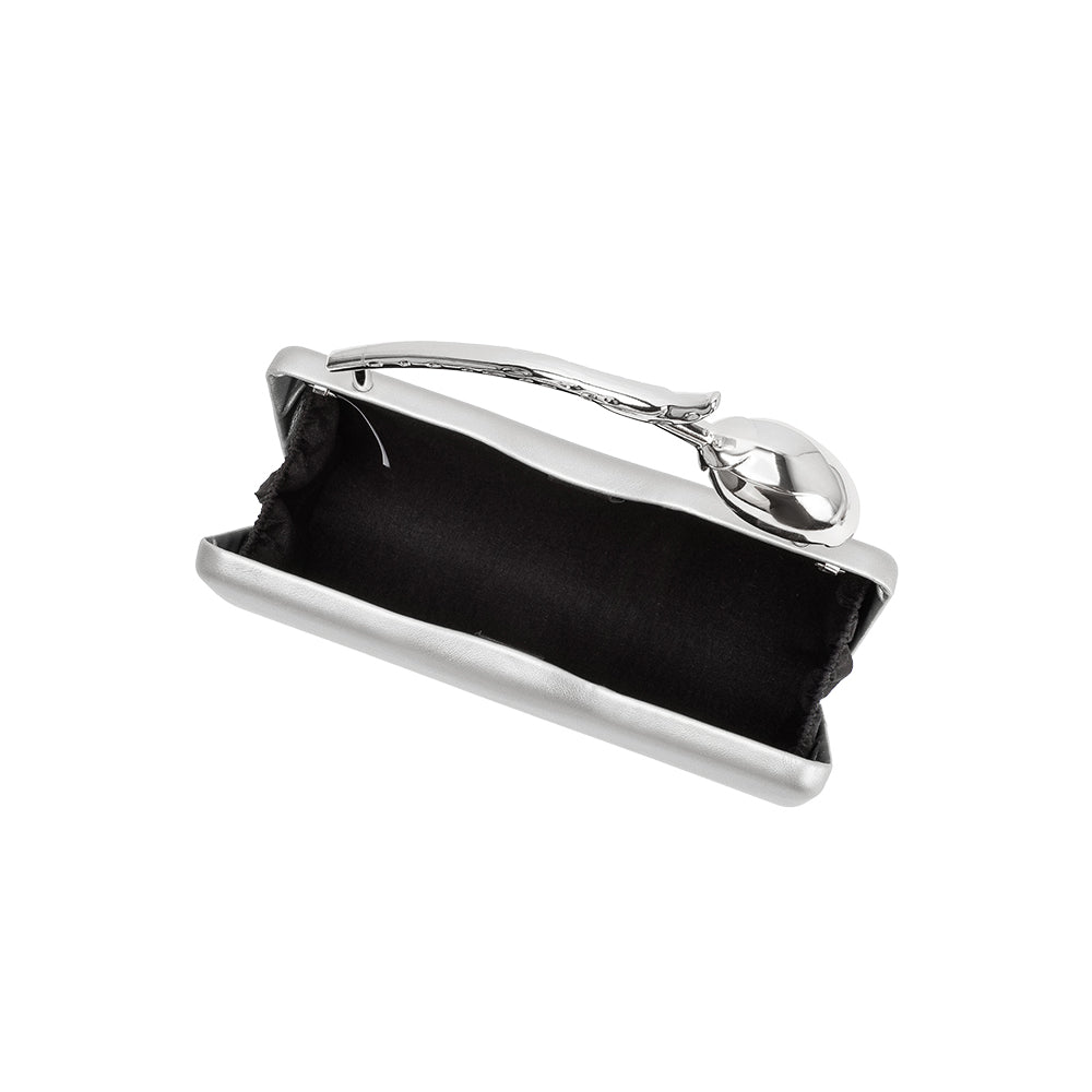 Melie Bianco Silver Belle Vegan Leather Crossbody Bag