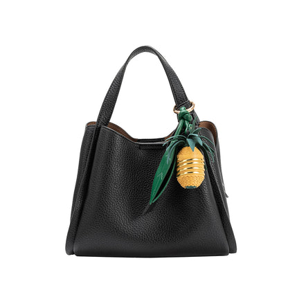 Melie Bianco Yellow Pineapple Recycled Vegan Leather Handbag Charm