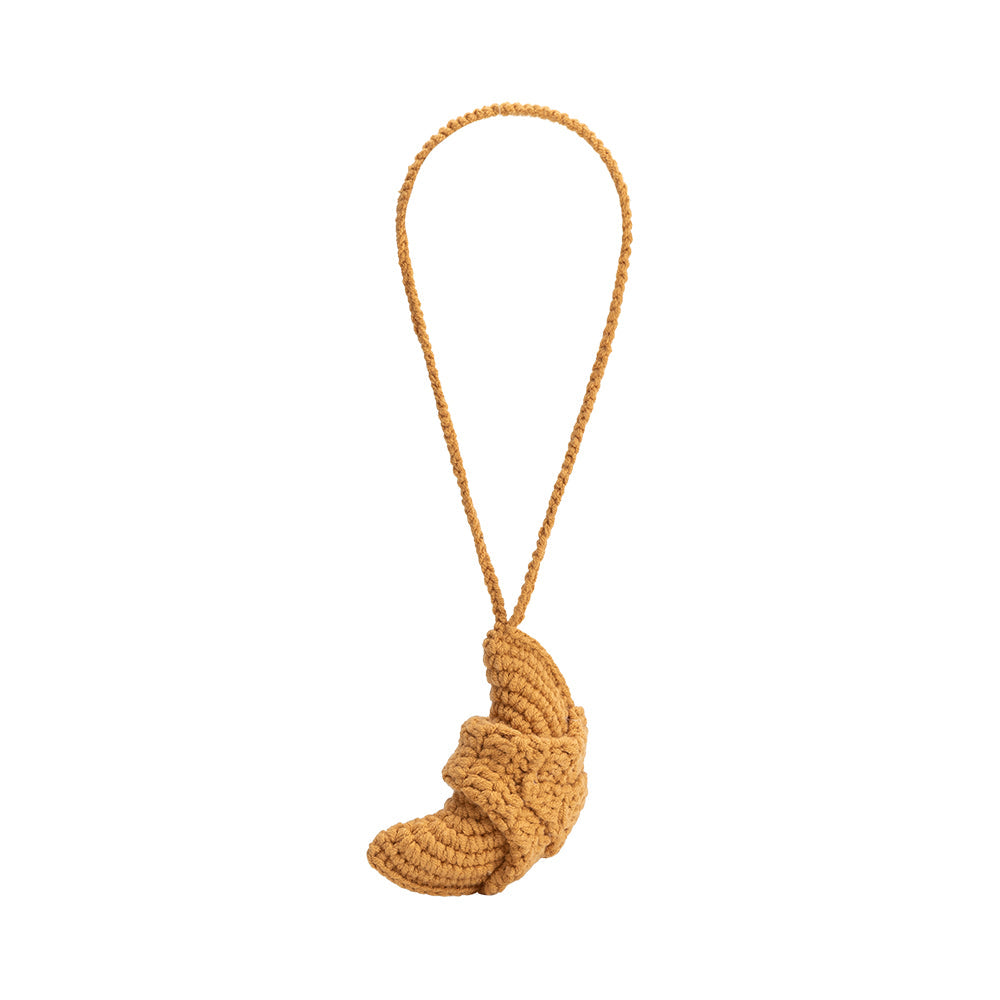 Melie Bianco Tan Croissant Crochet Bag Charm