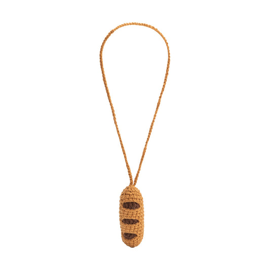 Melie Bianco Tan Baguette Crochet Bag Charm