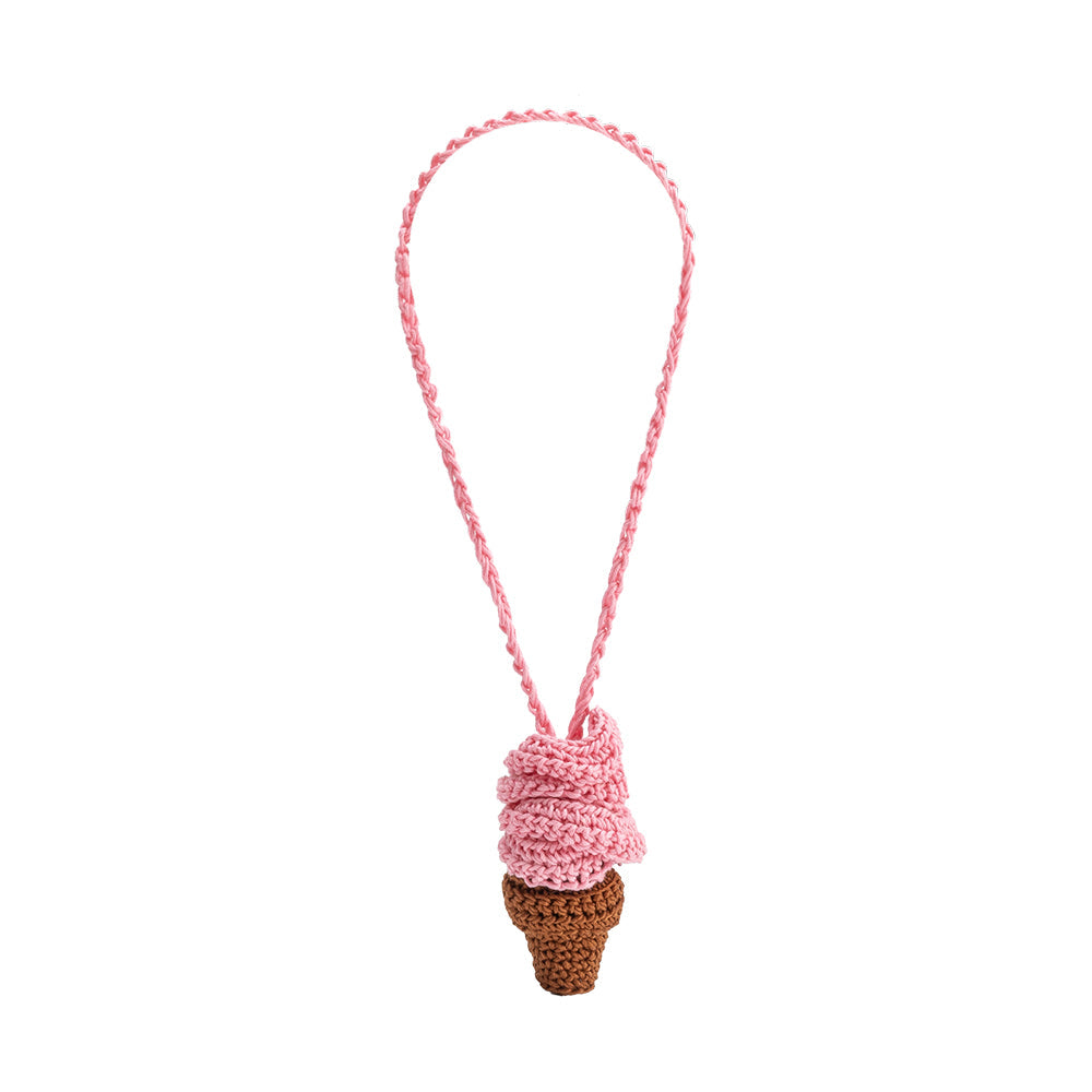 Melie Bianco Pink Ice Cream Crochet Bag Charm