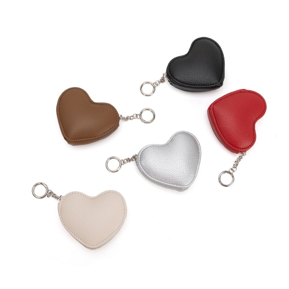 Melie Bianco Chocolate Puffy Heart Vegan Leather Bag Charm