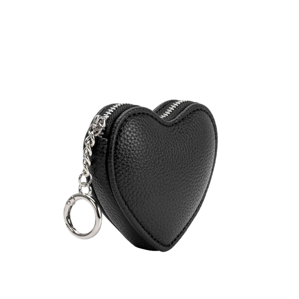 Melie Bianco Black Puffy Heart Vegan Leather Bag Charm
