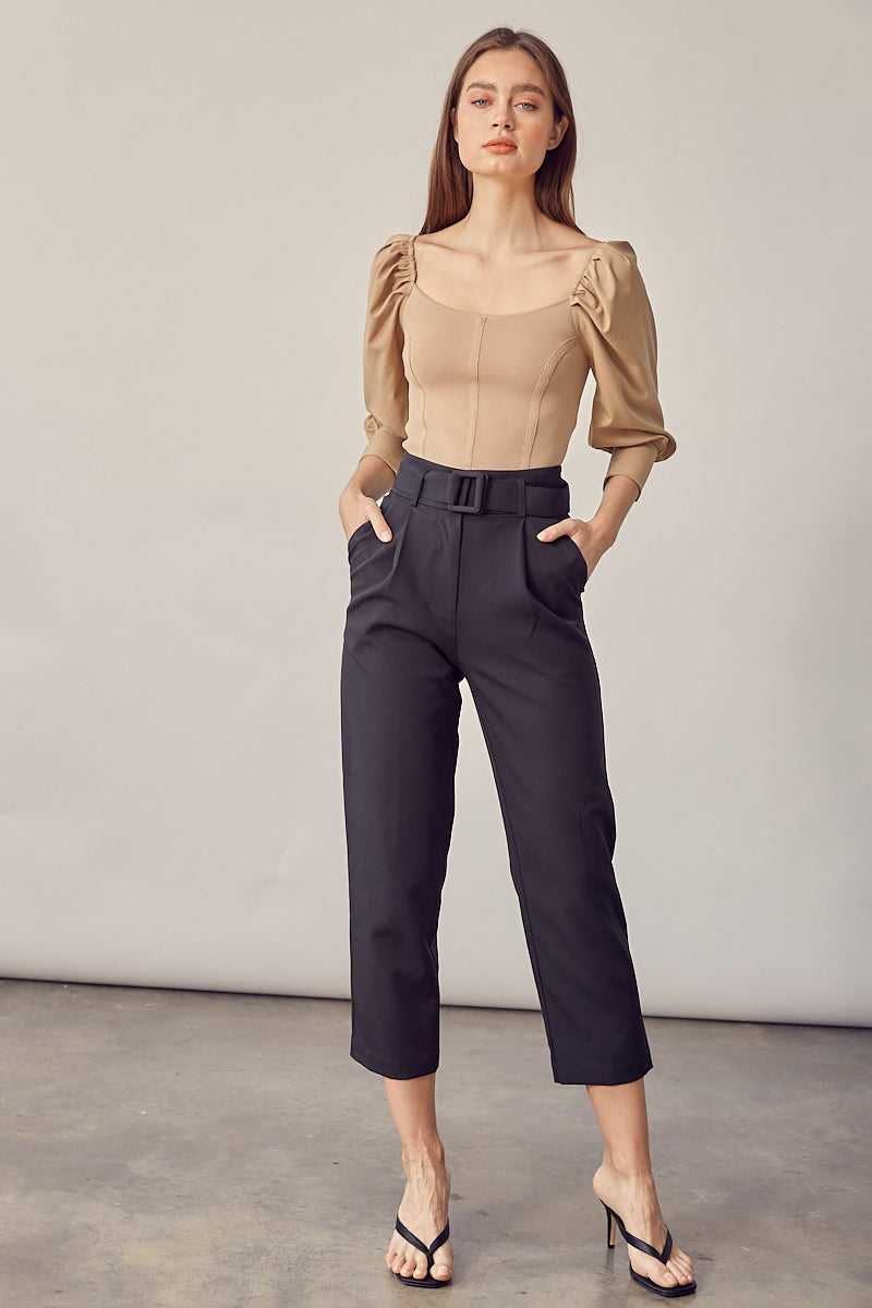 Melie Bianco Straight Leg Belted Pant