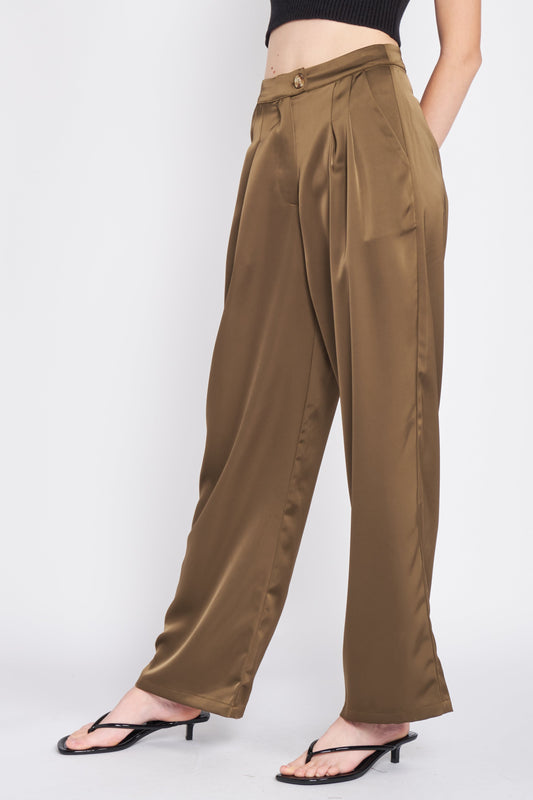 Melie Bianco Satin Straight Leg Pant
