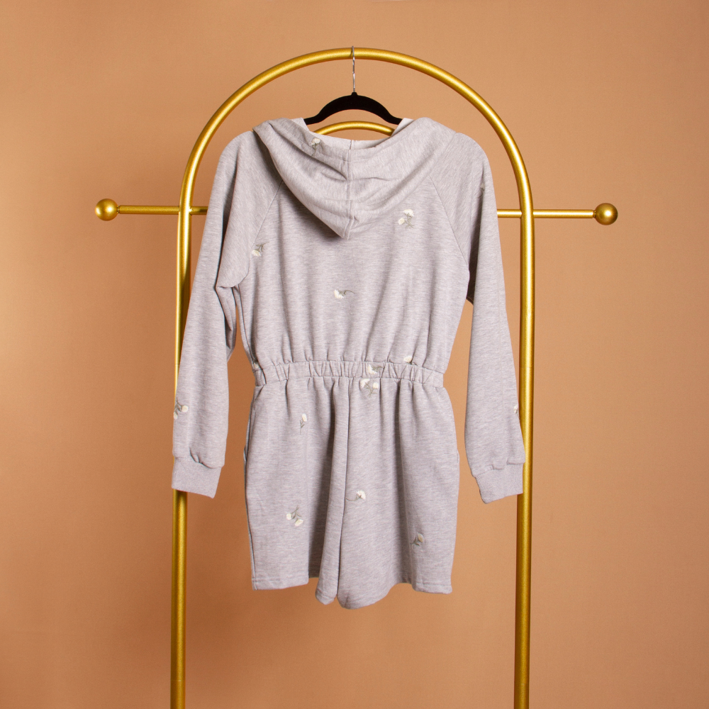Melie Bianco Embroidered Hooded Romper