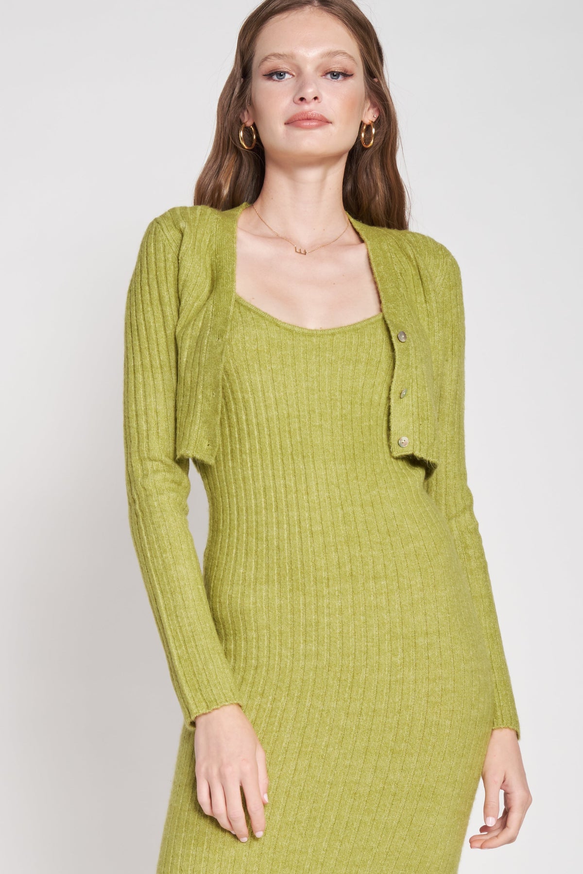 Melie Bianco Cardigan & Midi Dress Set