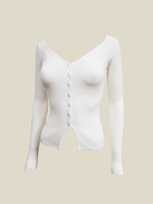 Melie Bianco Off Shoulder Knit Cardigan