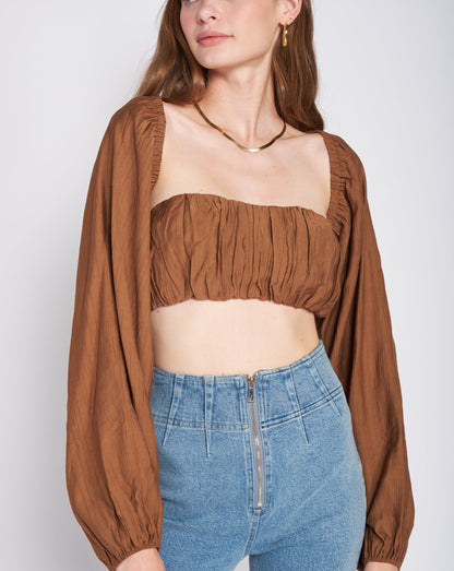 Melie Bianco Woven Crop Top & Shrug Set