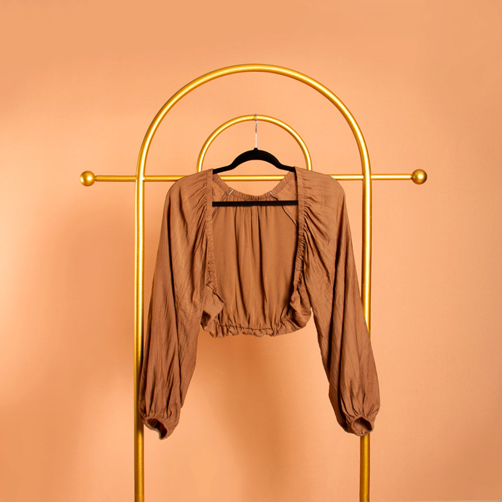 Melie Bianco Woven Crop Top & Shrug Set