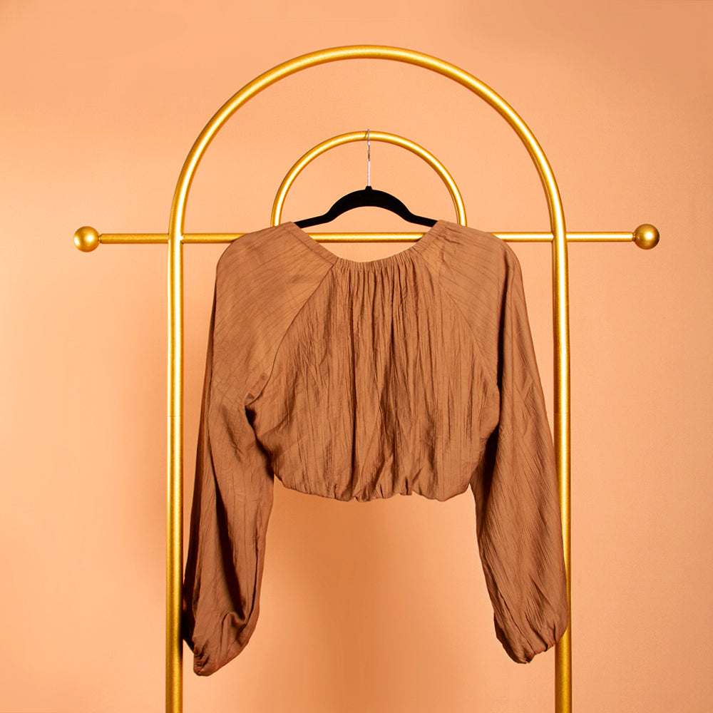 Melie Bianco Woven Crop Top & Shrug Set
