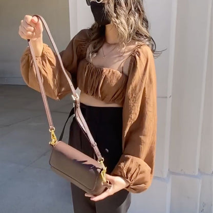 Melie Bianco Woven Crop Top & Shrug Set
