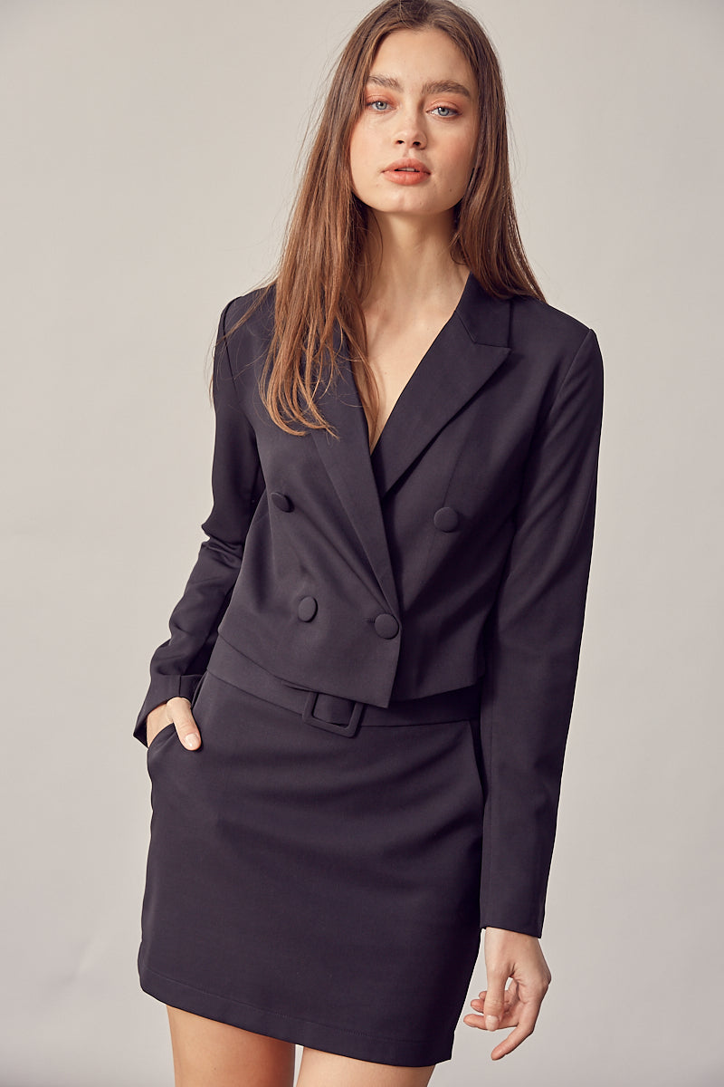 Melie Bianco Double Breasted Cropped Jacket
