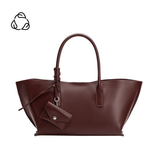 Melie Bianco Burgundy Astrid Recycled Vegan Leather Tote Bag